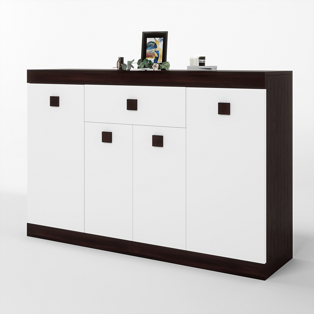 Великий комод Еверест з дверима та ящиком Соната-7 140х38х94 венге темний + білий (DTM-2018) Дніпро - фото 2