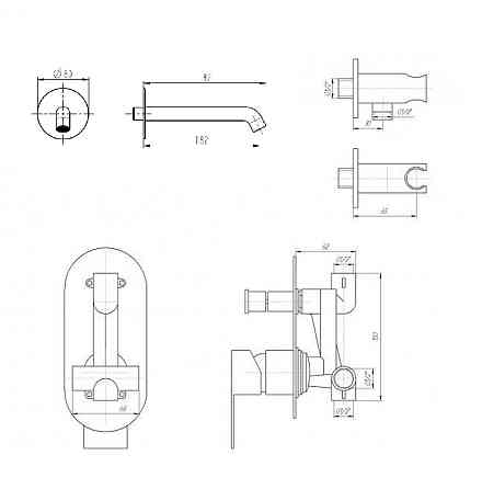 Змішувач для ванни вбудований TOPAZ BARTS TBG 07222-H36 Луцк