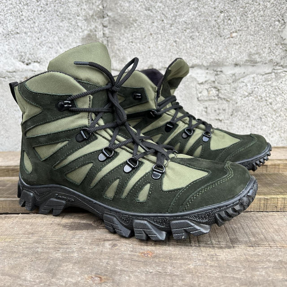 Військові демісезонні черевики зелені, тактичне взуття для чоловіків, натуральна шкіра, прошиті і проклеєні Львів - фото 4