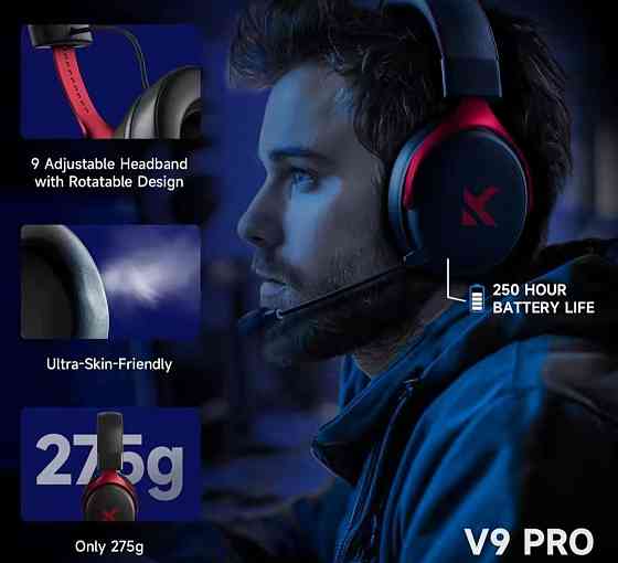 Бездротові ігрові навушники MCHOSE V9 pro Black White Silver Blue‼️ Харків