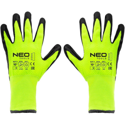 Защитные перчатки Neo Tools утепленные, латексное покрытие, полиэстер, р.10, зелено черные (97-613-10) Винница - изображение 6