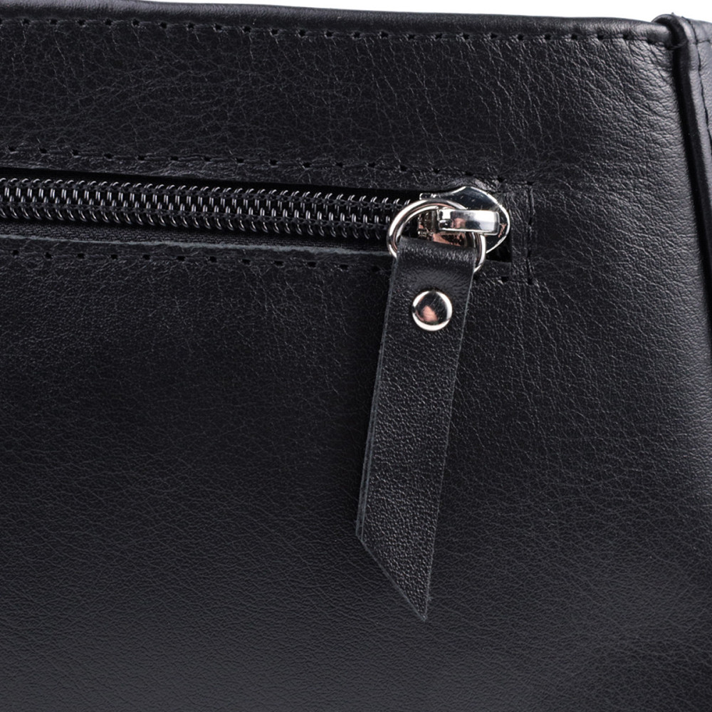 Жіноча сумка багет з ланцюжком і ремінцем з гладкої натуральної шкіри Shvigel 22838 Чорна Київ - фото 5