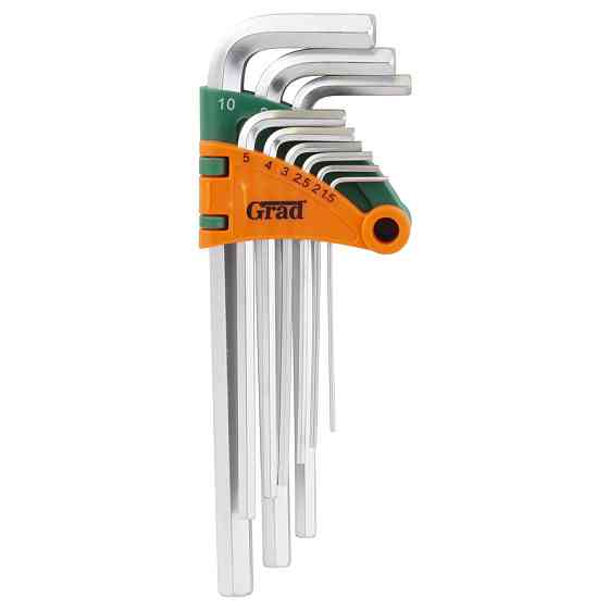 Ключи шестигранные 9шт 1.5-10мм CrV (средние) GRAD (4022085) Киев