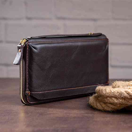 Мужской клатч-барсетка с ремешком на руку Vintage 14655 Коричневый Киев