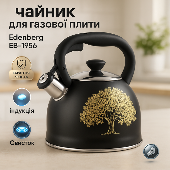 Чайник на плиту со свистком нержавейка, Чайник со свистком с одинарным дном Обычный MP-94 Львов