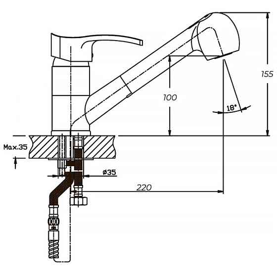 Кухонный смеситель Haiba Focus 014 с выдвижной лейкой HB0129 Харьков