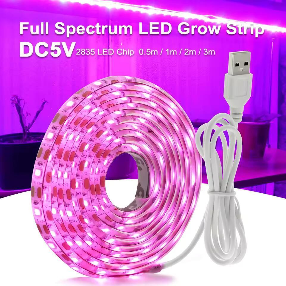 Фітолента LED SMD 2835 2м 120 світлодіодів рожева USB підсвітка для рослин Київ - фото 3