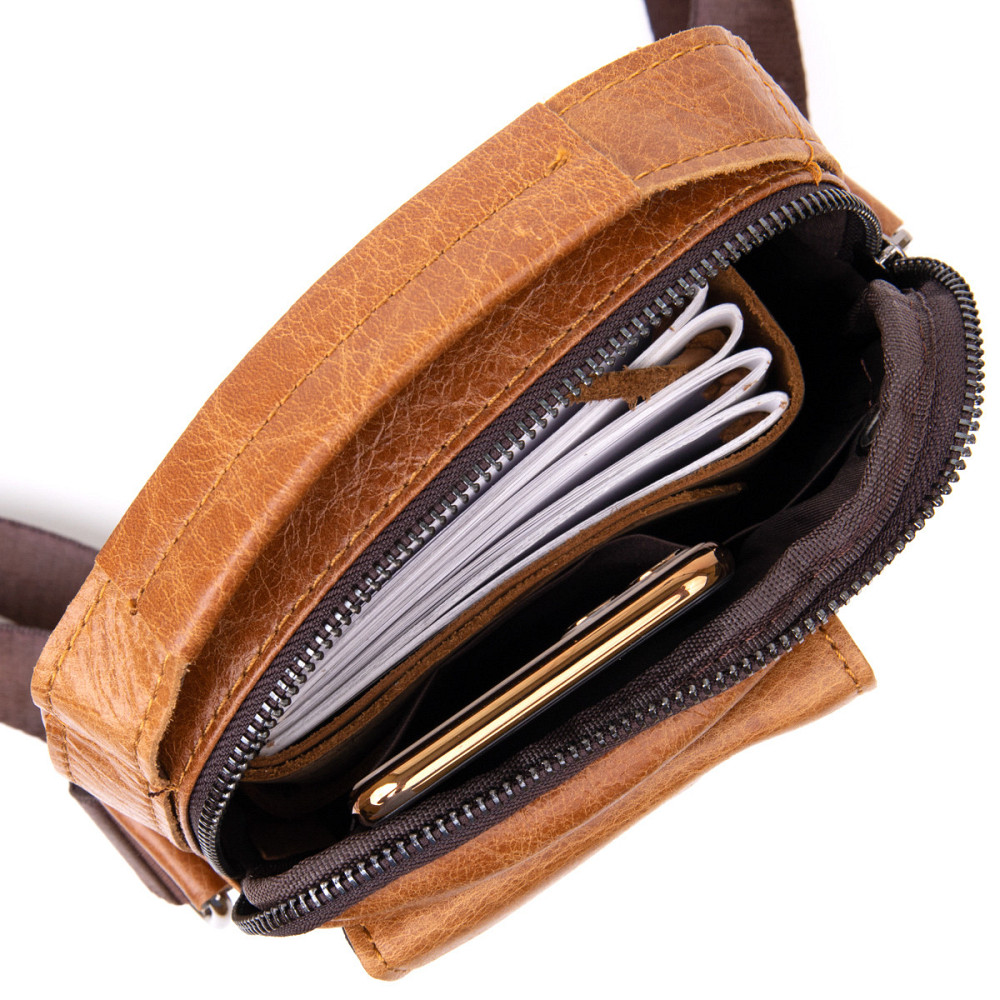 Мессенджер с отверстием для наушников мужской Vintage 20416 Рыжий Киев - изображение 5