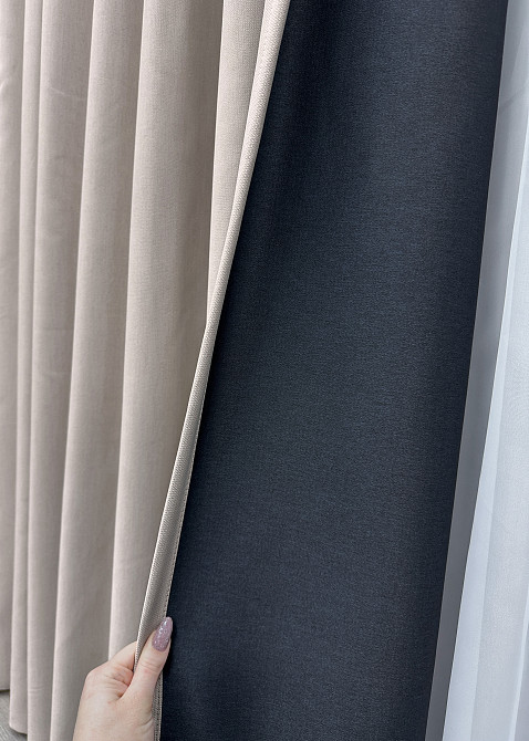 Комплект штор VR-Textil Блекаут двосторонній Scandi № 1901ш Світло-бежевий 100х270 см 2 шт (31-265) Київ - фото 6