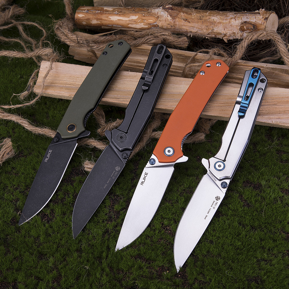 Ніж складаний туристичний Ruike P801-G, (8.6 см) 14C28N / G10 оливковий Киев - изображение 12