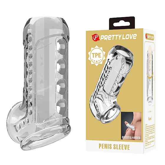 Стимулирующая насадка на пенис Pretty Love - Penis Sleeve Long Clear, BI-026267M Sex Aura Киев