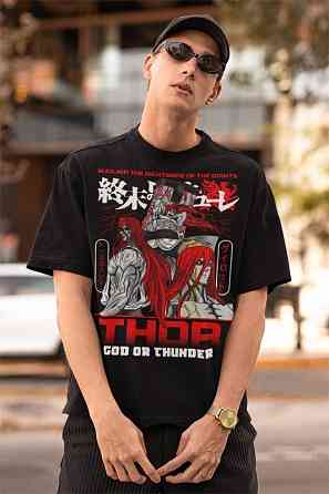 Футболка для хлопчика з аніме принтом Аніме Манга Тхор Рагнарок оверсайз (зріст від 165 до 180) Чорний AnimeJ0299m Дніпро