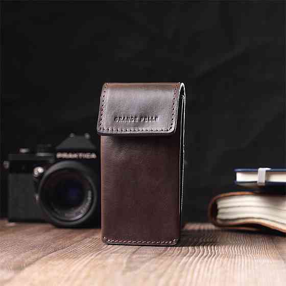 Оригінальна ключниця у вигляді футляра з натуральної шкіри GRANDE PELLE 22570 Коричневий Київ