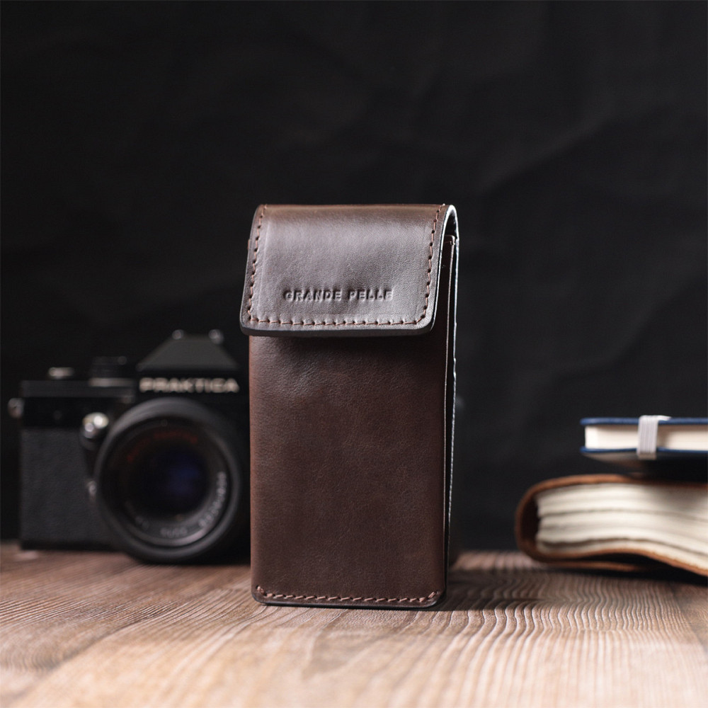 Оригінальна ключниця у вигляді футляра з натуральної шкіри GRANDE PELLE 22570 Коричневий Київ - фото 3