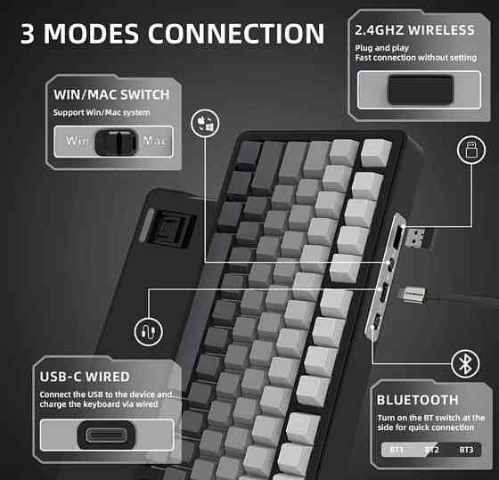 Механическая клавиатура Attack Shark X85 (Чёрно-белый градиент) Харьков