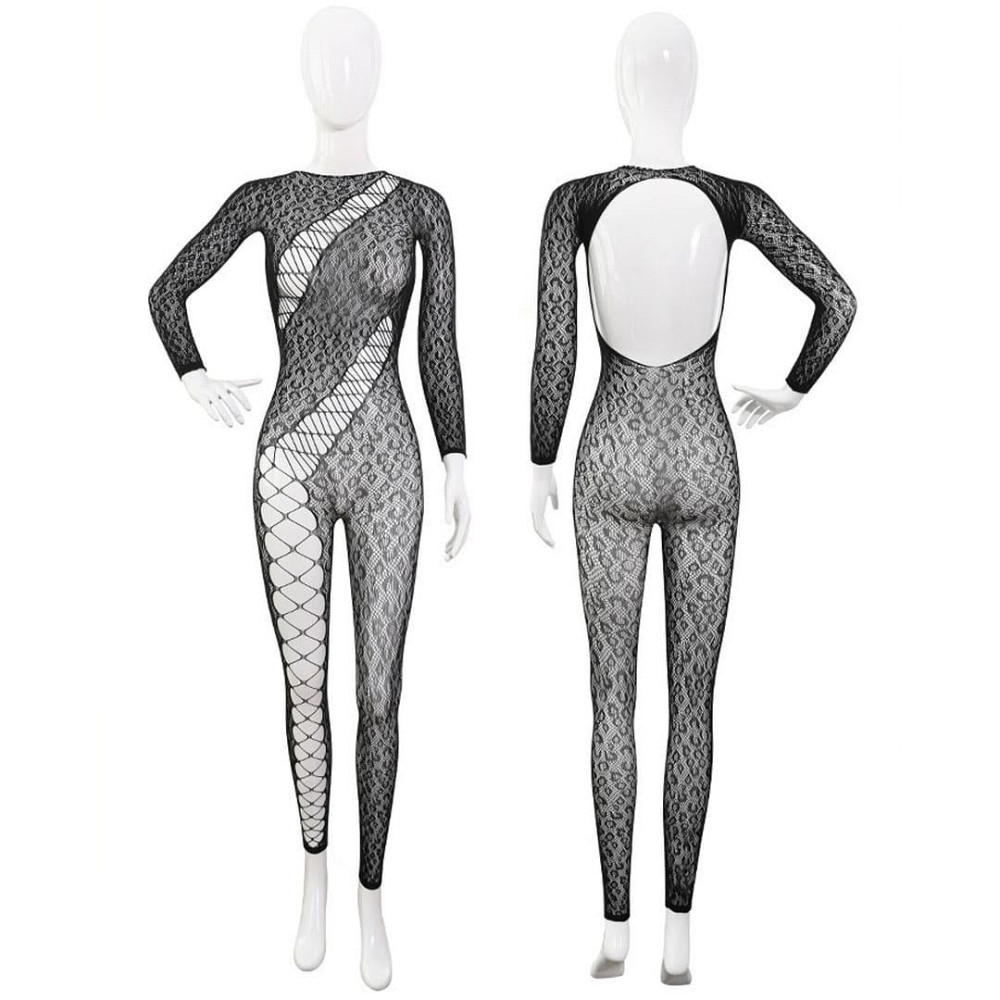 Бодістокінг жіночий сітка леопардовий еротичний прозорий XS/S/M Чорний Вінниця - фото 8