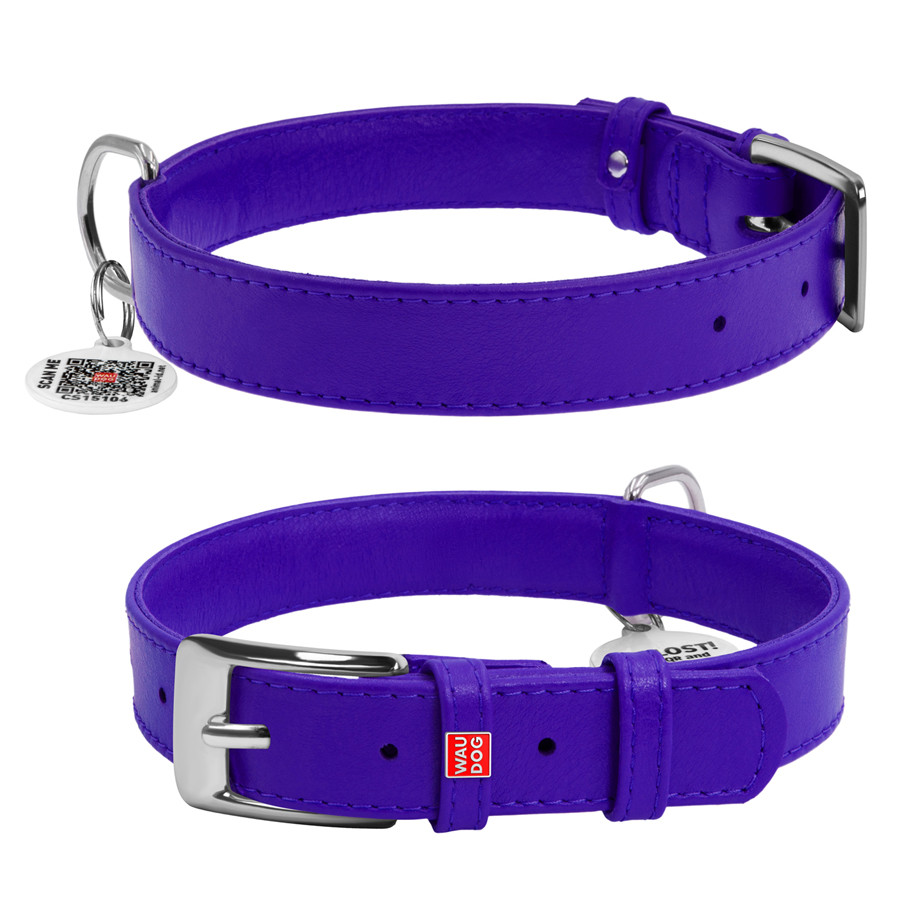 Нашийник для собак шкіряний WAUDOG Glamour з QR паспортом, без прикрас, L, Ш 25 мм, Дов 38-49 с Коломия - фото 8