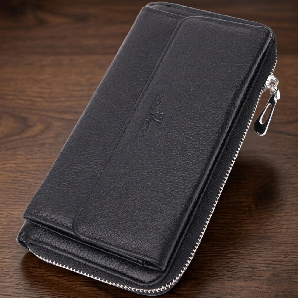 Функціональний гаманець-клатч унісекс з натуральної шкіри ST Leather 22529 Чорний Київ - фото 11