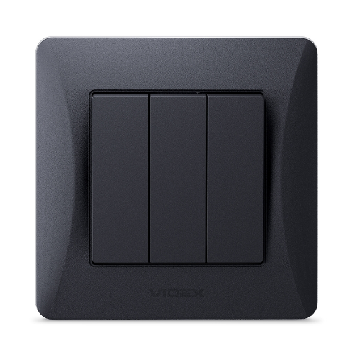 BINERA чорний графіт Вимикач внутрішній 3кл Videx Житомир - фото 5