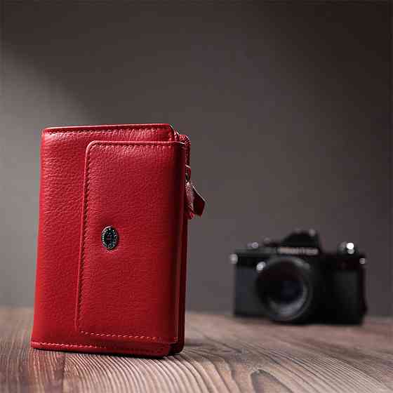 Идеальный кошелек с монетницей из натуральной кожи Красный (ST Leather) Киев