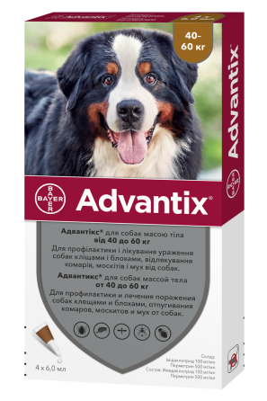 Адвантикс капли для собак весом от 40 до 60 кг (4 пипетки по 6.0 мл) Elanco Винница