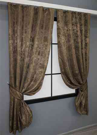 Комплект коротких штор VR-Textil Жаккард Sultan YL № 1203ш Коричневый 130х170 см 2 шт (35-0079) Киев