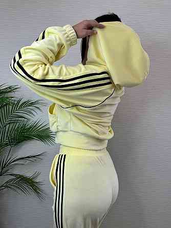 Женский стильный велюровый-плюшевый костюм двойка. Лимонный, 42/44 Одесса