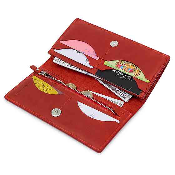 Кожаное женское матовое портмоне GRANDE PELLE 11512 Красный Киев