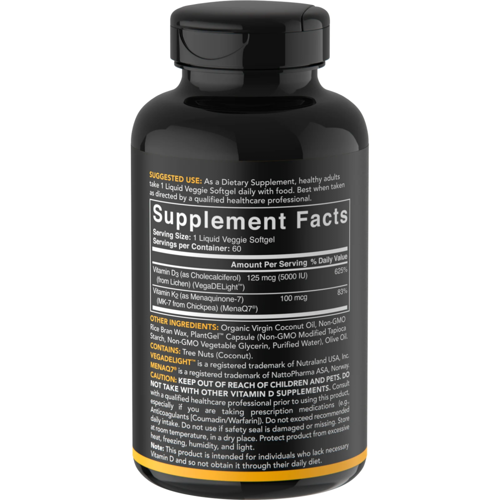 Витамин K2 + D3 (D3 + K2) 5000 МЕ/100 мкг 60 капсул Киев - изображение 2