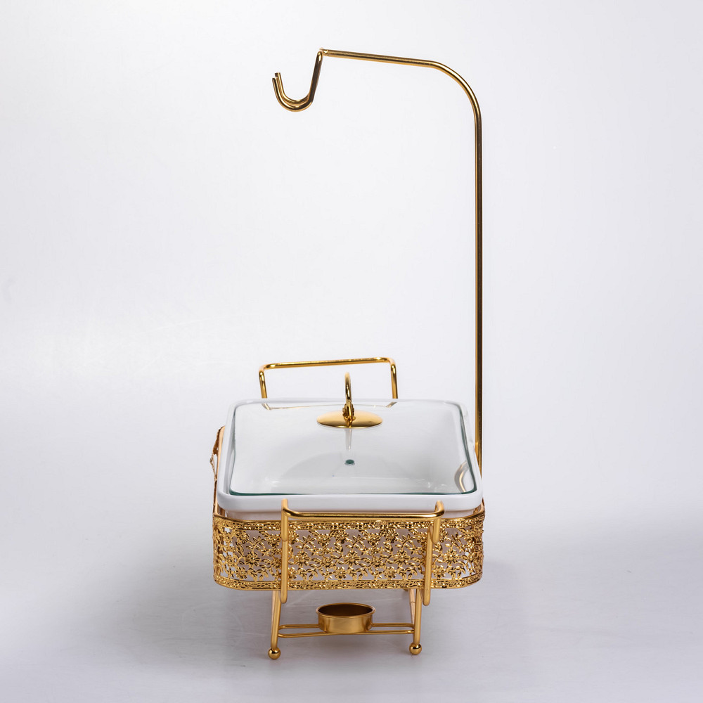 Фарфоровая мармитница 3.5 л с подставкой, белая с золотом Киев - изображение 4