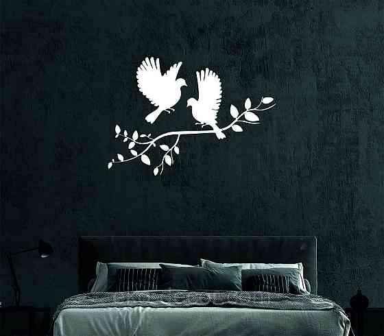 Декоративное настенное Панно «Птички Два голубя», Декор на стену 50*32 см, Белый Киев