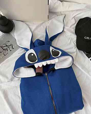 Женский теплый оверсайз худи с ушками в виде любимца Стча трехнить на флисе Одесса