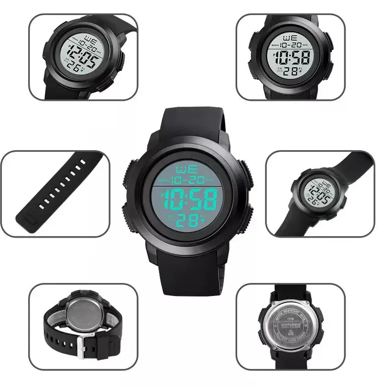 Спортивний чоловічий годинник Skmei 1719 (Чорний з білим) Київ - фото 7