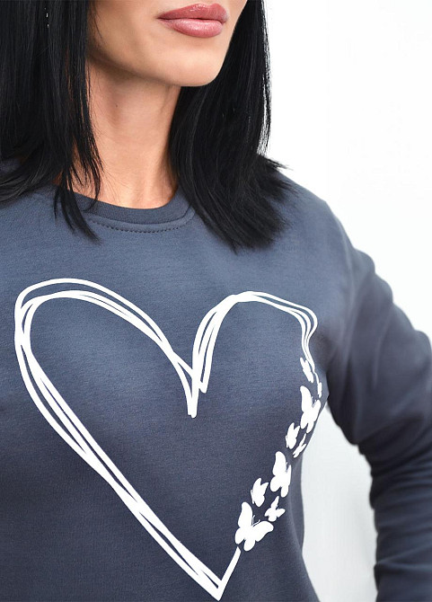 Утеплений світшот з принтом "Heart" оптом | Норма і батал Київ - фото 7