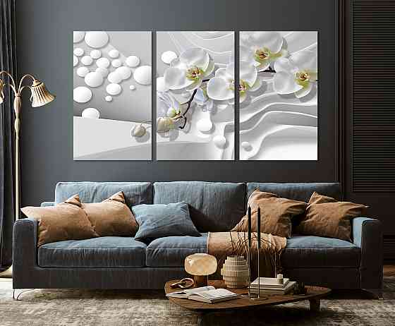 Модульная картина в гостиную / спальню Біла Орхідея    ART-012_3A 70х130 см Київ