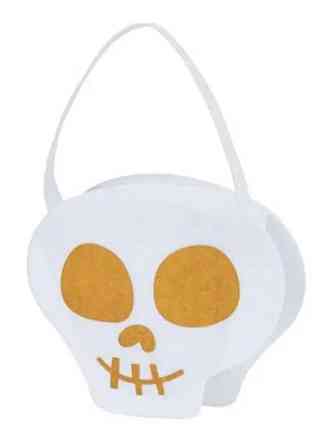 Сумка з фетру Череп для цукерок на Хелловін 15х16см білий Київ