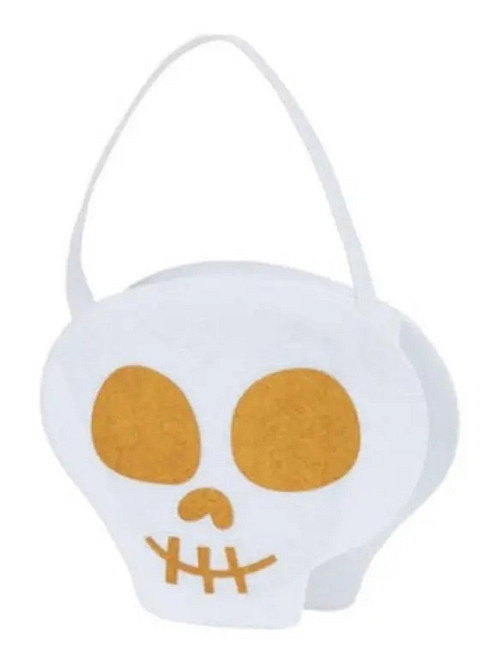 Сумка с фетра Череп для конфет на Хеллоуин 15х16см белый Киев - изображение 3