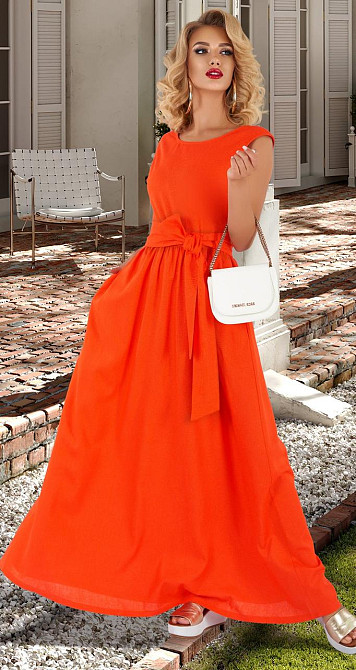 Льняное длинное платье без рукавов Киев - изображение 1