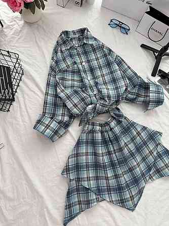 Женский стильный оверсайз костюм в фланель клеточку. Одесса