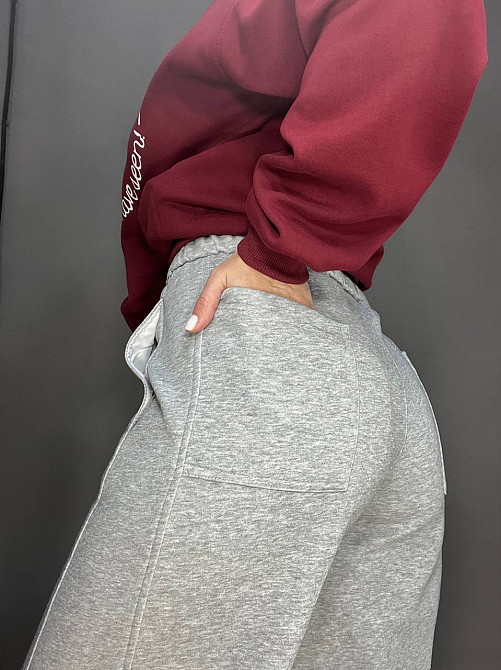 Штани жіночі A-N 25061 спортивні широкі Baggy з кишенями та шнурком трикотажні світло сірі, світло-сірий, M Київ - фото 19