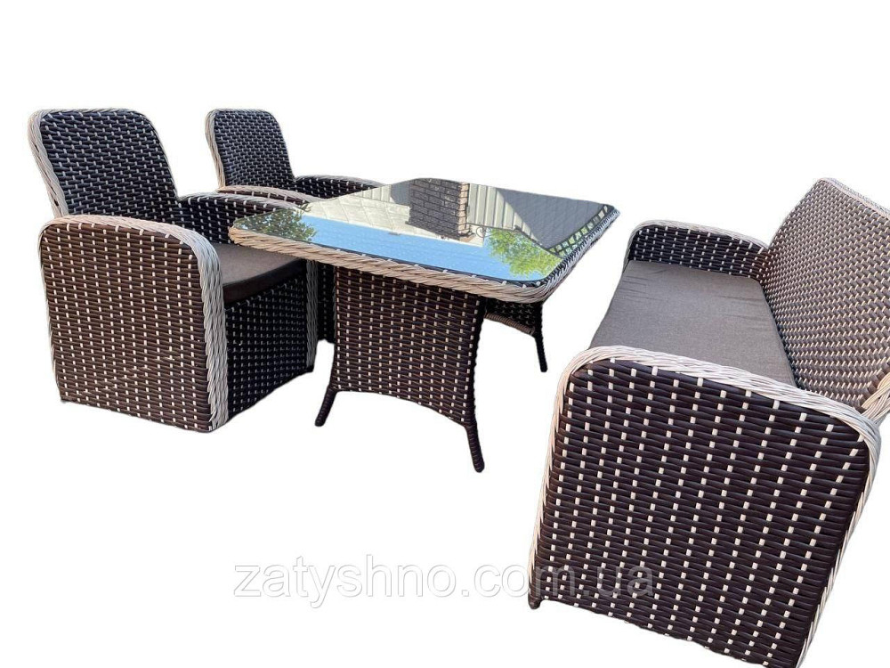 Ротангові меблі зі столом зі склом та подушками Київ - фото 6