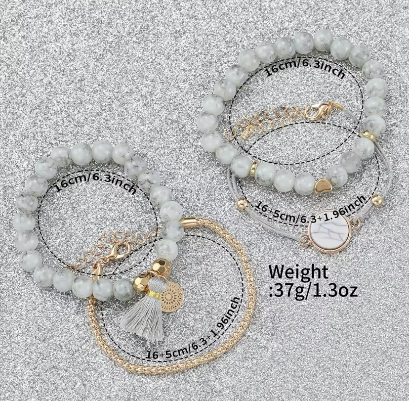 Подарунковий набір для жінок 1 наручний годинник з 4 стильними браслетами на руку без подарункової коробки білий Київ - фото 6