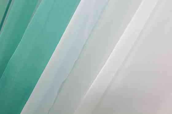 Кухонные шторы VR-Textil № 017к комбинированные с подвязками бирюзовый с белым 265х170 см (50-112) Киев