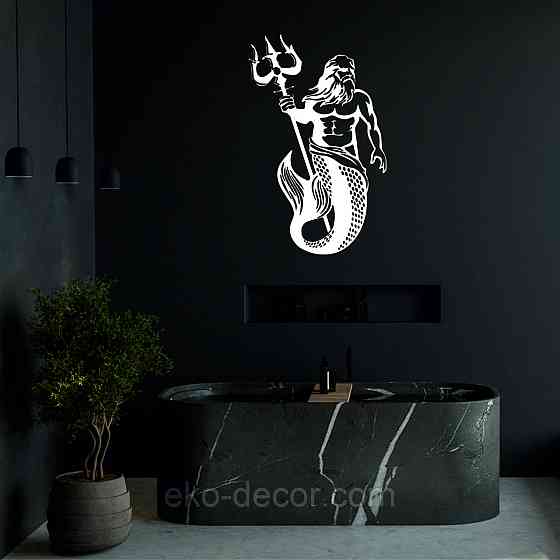 Декоративне настінне Панно «Пасейдон», Декор на стіну 110*69 см, Білий Київ