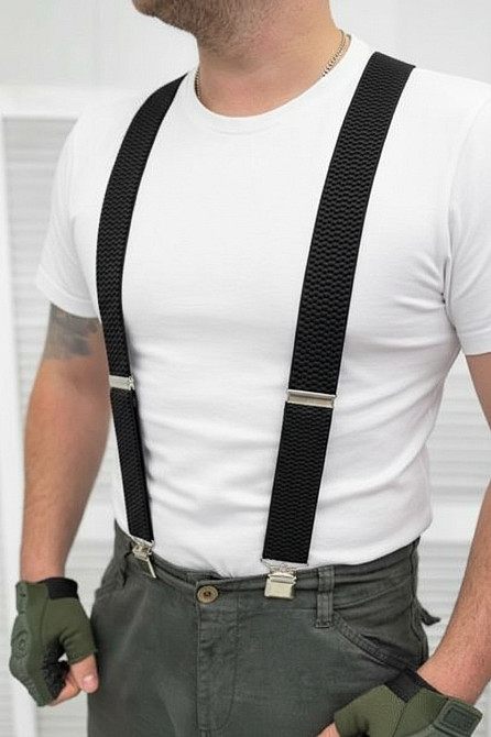 Подтяжки для штанов Х прочные Польские качественные мужские Черный Одесса - изображение 5