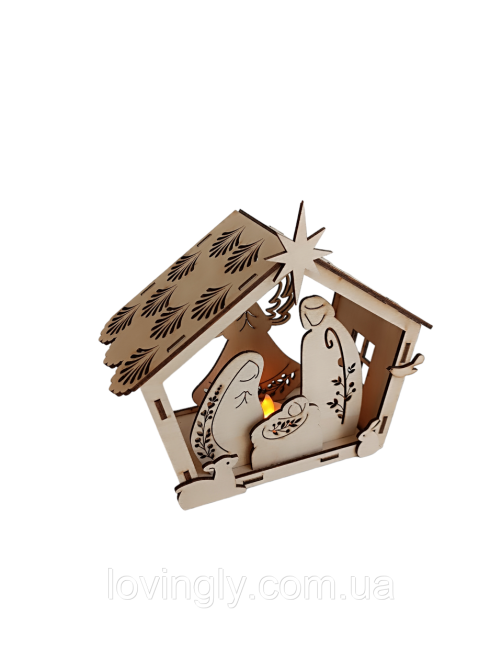 Деревянный вертеп-ночник с LED подсветкой - праздничная декорация и символичный подарок на Рождество Ирпень - изображение 5