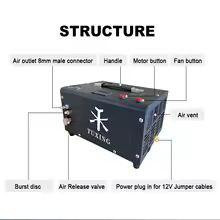 Електричний PCP компресор Tuxing TXET061, 300 Бар, 220В/12В, 300Вт для пневматики, балонів та спорядження Київ - фото 3