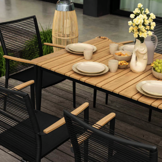 Комплект садових меблів Di Volio Breno 6+1 чорний/бежевий Київ