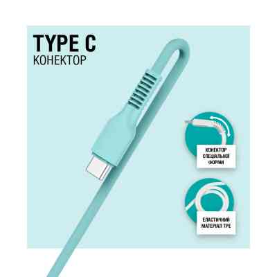 Дата кабель USB 2.0 AM to Type-C 1.2m AL-CBCOLOR-T1MT Mint ACCLAB (1283126518256) Винница