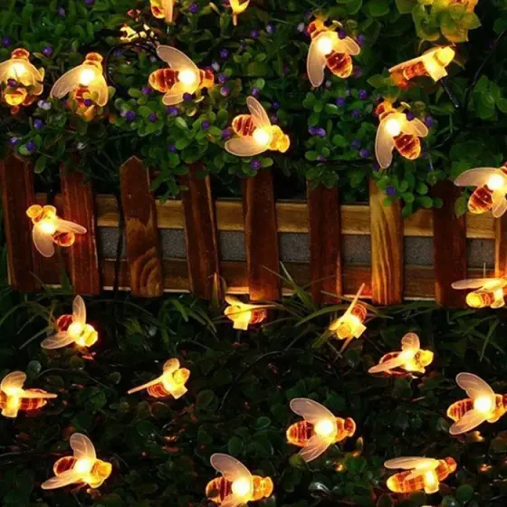 Солнечная гирлянда "Пчелки" 30 ламп 4,5 м, теплый-белый Коломия